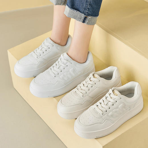 ZHR简约厚底小白鞋轻盈显高板鞋2024春新款洋气学院风休闲鞋减龄 商品图1