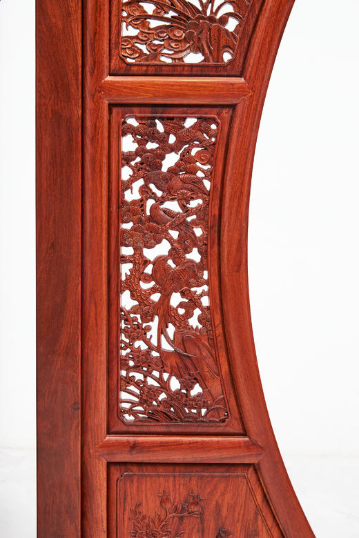 红桥红  家具严选  缅甸花梨(大果紫檀）  【193 双月洞 花鸟清式 架子床】 商品图5