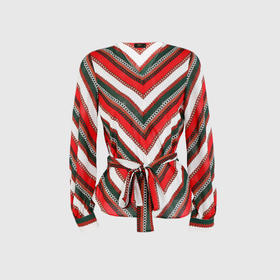 飘带V领气质衬衣