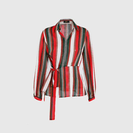 翻领斜立体系带衬衣 商品图0