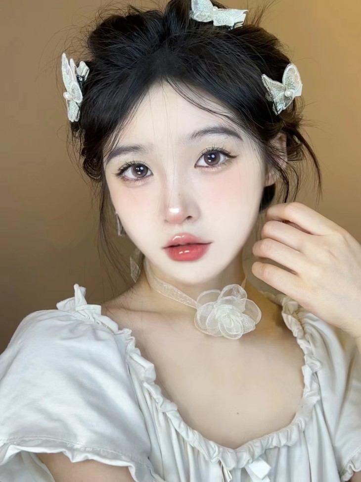 FLOWERCOLOR美瞳 年抛隐形眼镜 粉嫩蜜桃14.2mm 1副/2片 左右度数可不同-VVCON美瞳商城21