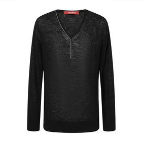 MAX MARA 2023春夏新品 女士修身V领针织衫毛衣 黑色 FLINT