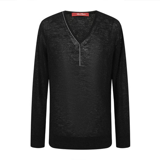 MAX MARA 2023春夏新品 女士修身V领针织衫毛衣 黑色 FLINT 商品图0