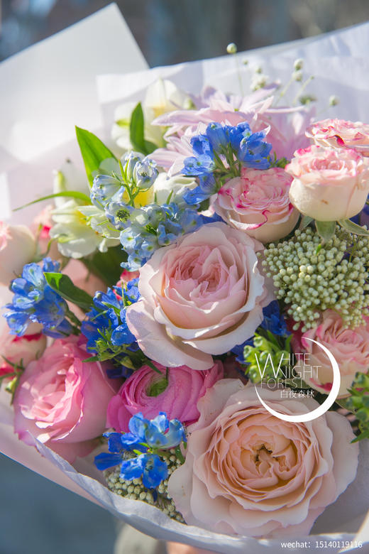 粉蓝色法式混搭花束 商品图2