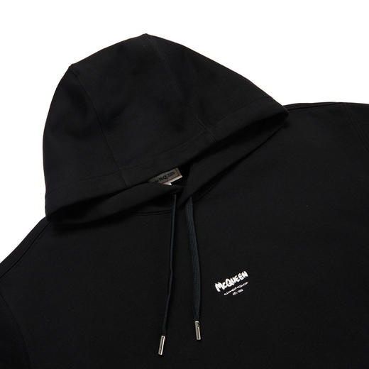 ALEXANDER MCQUEEN 亚历山大.麦昆 男士McQueen刺绣标识连帽卫衣 黑色 商品图3