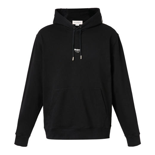 ALEXANDER MCQUEEN 亚历山大.麦昆 男士McQueen刺绣标识连帽卫衣 黑色 商品图0