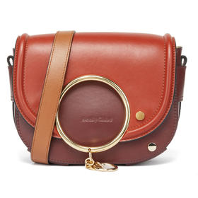 Chloe 蔻依 SEE BY CHLOE 女士牛皮金属圆环单肩斜挎包 枣红色/红色 CHS19WSA29630