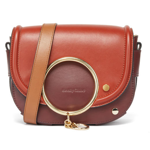 Chloe 蔻依 SEE BY CHLOE 女士牛皮金属圆环单肩斜挎包 枣红色/红色 CHS19WSA29630 商品图0