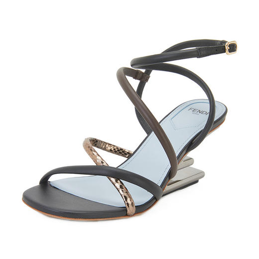FENDI 芬迪新款女鞋交叉绑带坡跟高跟涼鞋8X8278-AHIU 商品图1