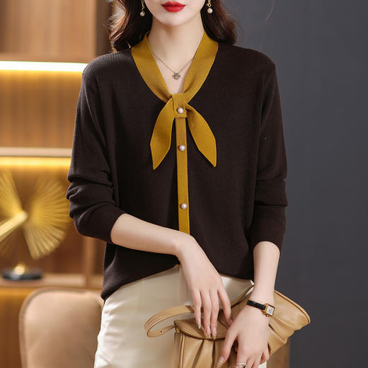 时尚蝴蝶结针织上衣打底衫洋气减龄小衫春装2023年新款上衣CC-13-3020 商品图5
