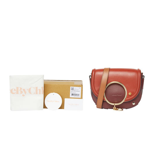 Chloe 蔻依 SEE BY CHLOE 女士牛皮金属圆环单肩斜挎包 枣红色/红色 CHS19WSA29630 商品图4