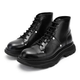 ALEXANDER MCQUEEN 亚历山大.麦昆 MCQ 男士牛皮Tread系带短靴及踝靴 604253WHZ80