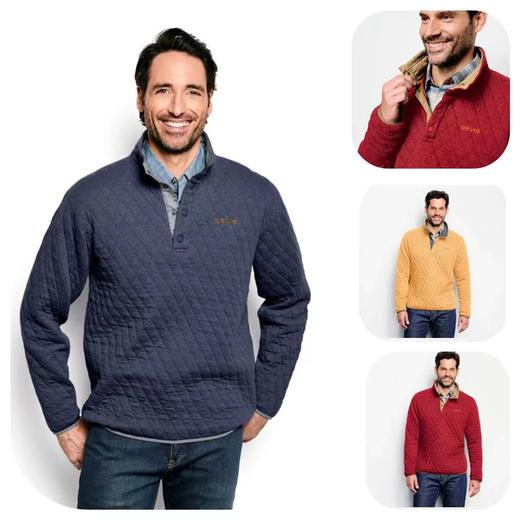 迎418 A1-1  ORVIS 菱形格压线胸前四粒扣套头衫 男款 商品图0