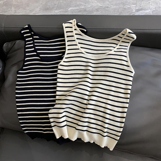 任意搭~修身显瘦遮肉条纹纯色针织无袖背心【包邮+三天无理由退huan】 商品图13