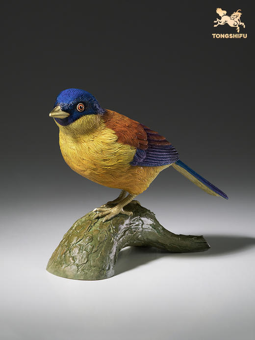 铜师傅全铜摆件 《铜师傅百鸟集》之靛冠噪鹛 家居饰品 商品图2