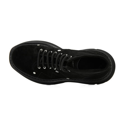 ALEXANDER MCQUEEN 亚历山大.麦昆 女士Tread系列牛皮系带短靴 黑色 595469 商品图4