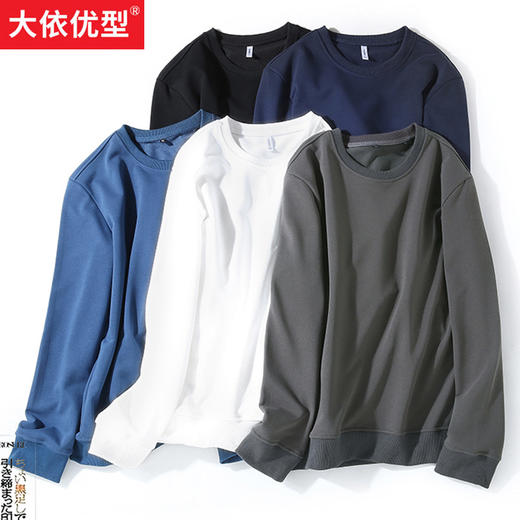一口价【 新款DX】大依优型大码男装圆领卫衣长袖针织棉卫衣加肥加大休闲运动上衣男打底衫 商品图5