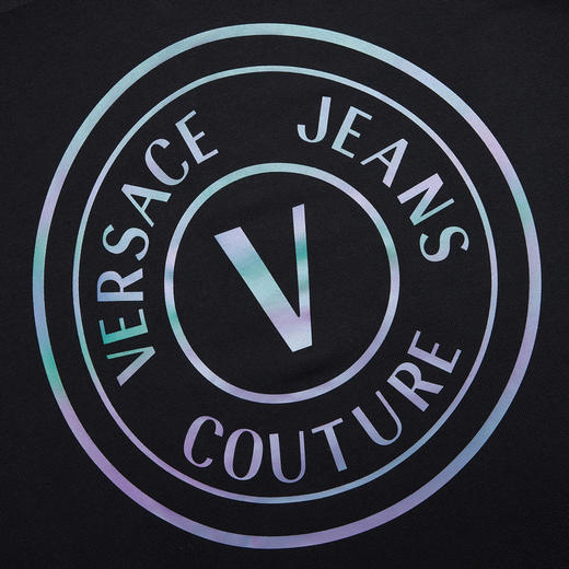VERSACE JEANS 范思哲 男士V EMBLEM系列徽标印花连帽卫衣 黑色 73GAIG01 CF00G 899 （偏大一码） 商品图4