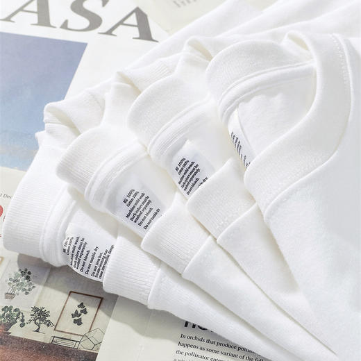 「黑白两色！220g精梳棉」220g纯棉短袖T恤 女宽松简约打底衫ins男女款夏季白色上衣 商品图1