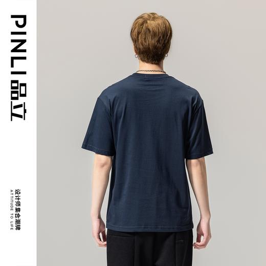 PINLI品立春季新款男士休闲体恤印花圆领短袖T恤BG231111045 商品图6