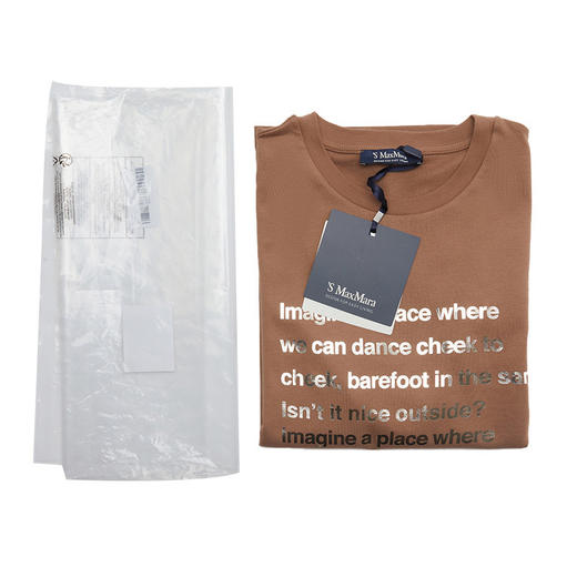 S MAXMARA 麦丝玛拉 女士棉质字母圆领短袖T恤 GIGA 商品图2