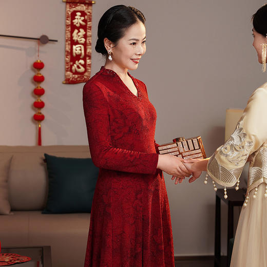 MLY春装新款婚宴中长款连衣裙气质女装 商品图5