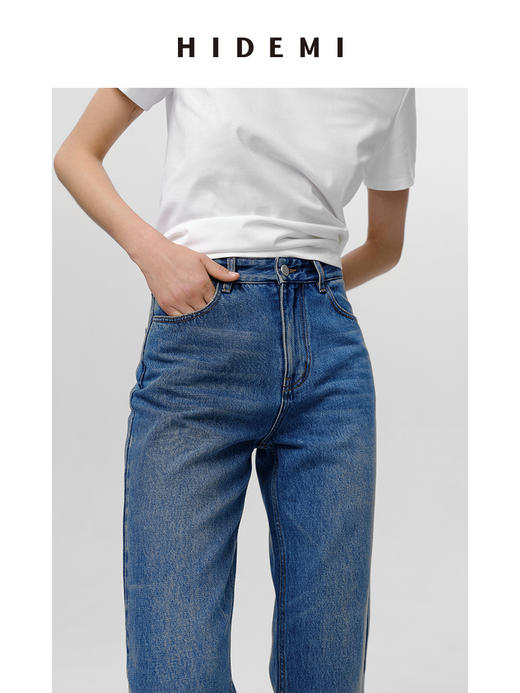 HIDEMI 可再生丹宁环保系列水洗做旧毛边牛仔裤 商品图8