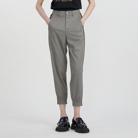 谜底复古休闲裤女2023春新款百搭时尚拼接萝卜裤九分裤231MK0165