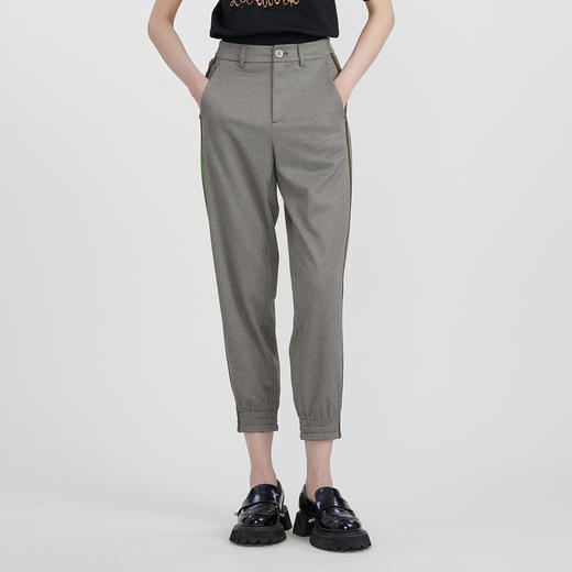 谜底复古休闲裤女2023春新款百搭时尚拼接萝卜裤九分裤231MK0165 商品图0