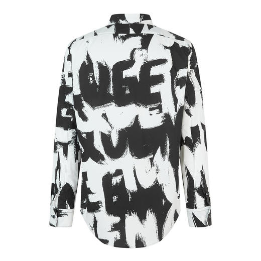 ALEXANDER MCQUEEN 亚历山大麦昆 2023春夏新品 男士字母涂鸦印花衬衫 黑色 704922 QTO66 商品图1