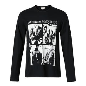ALEXANDER MCQUEEN 亚历山大.麦昆 2023春夏新品 男士图案印花长袖圆领T恤