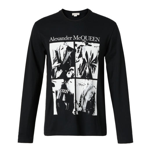 ALEXANDER MCQUEEN 亚历山大.麦昆 2023春夏新品 男士图案印花长袖圆领T恤 商品图0