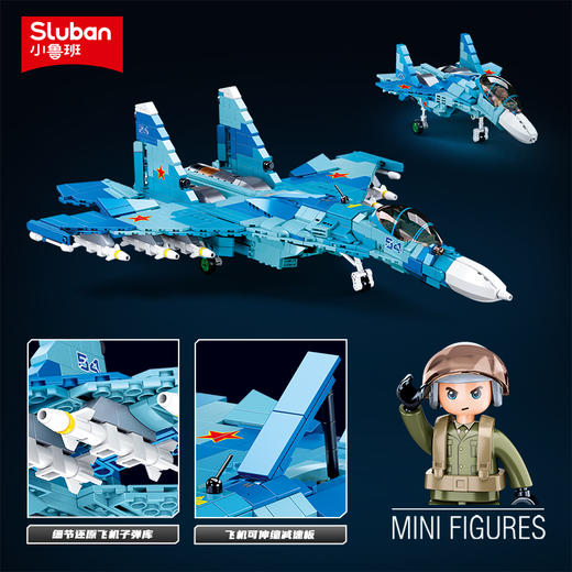小鲁班积木苏-27战斗机模型军事系列飞机益智力拼装儿童玩具男孩 商品图2