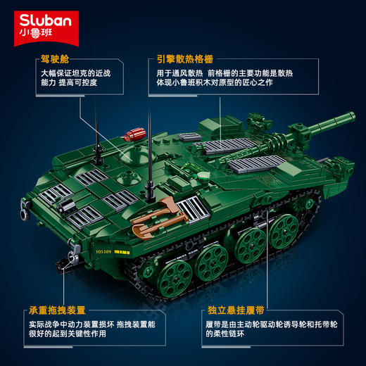 小鲁班现代军事系列积木瑞典strv103主战坦克儿童益智拼装玩具 商品图1