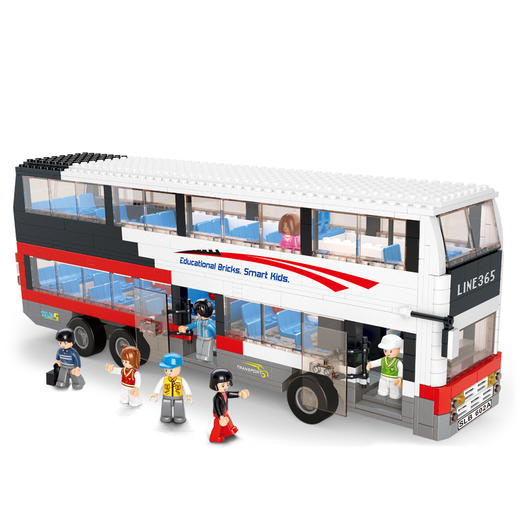 小鲁班积木模拟城市公交车豪华双层巴士儿童拼装益智玩具生日礼物 商品图4