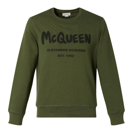 ALEXANDER MCQUEEN 亚历山大.麦昆 2023春夏新品 男士字母印花圆领长袖卫衣 688713QSZ81 商品图0