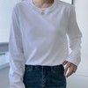 「黑白两色！220克新疆精梳棉」厚实精梳棉纯色内搭长袖t恤 女宽松春秋打底衫上衣 商品缩略图3