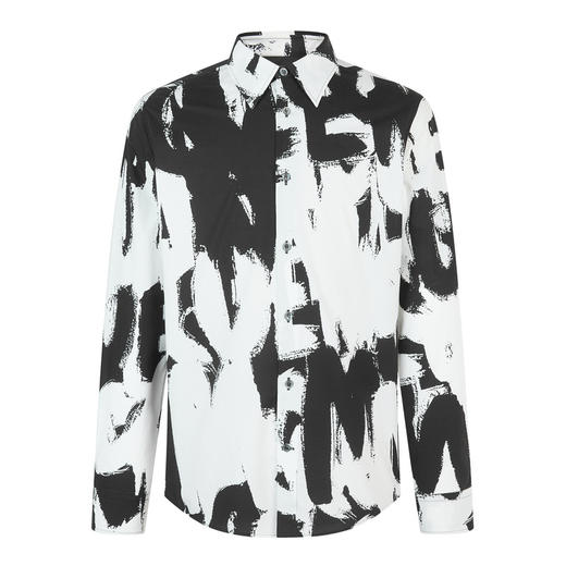 ALEXANDER MCQUEEN 亚历山大麦昆 2023春夏新品 男士字母涂鸦印花衬衫 黑色 704922 QTO66 商品图0