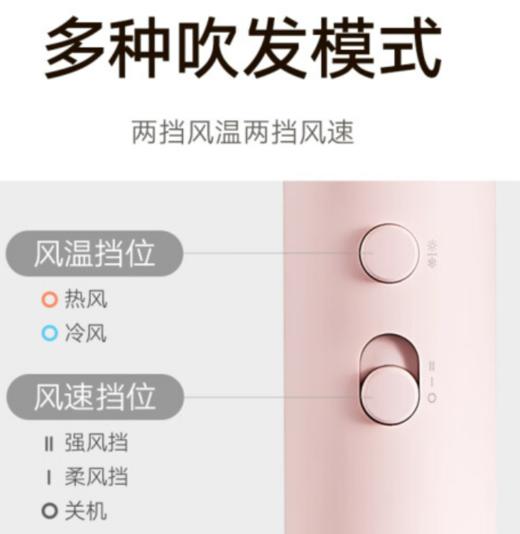 【女神节】米家 小米电吹风 吹风机 负离子护发可折叠 大风力速干 H101 白色 商品图2