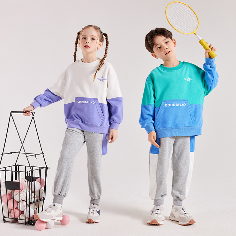 龙之涵2023新款设计师款撞色卫衣、卫裤100-170可搭亲子