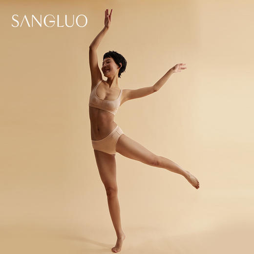 SANGLUO弹力桑蚕丝针织文胸套装无钢圈背心式透气无束缚瑜伽内衣 商品图4