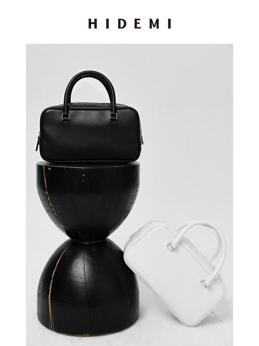 HIDEMI 牛皮波士顿包 白色/烟草灰绿 商品图7