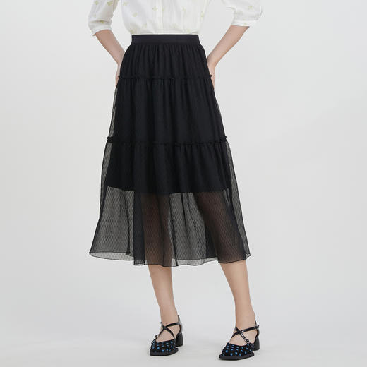 谜底中长款半身裙伞裙2023春新款气质优雅浪漫百搭半裙231MB0097 商品图0