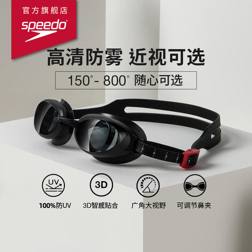 【近视泳镜】Speedo/速比涛启视 口碑推荐专业防水防雾高清可换鼻架可换度数近视泳镜男女 商品图0