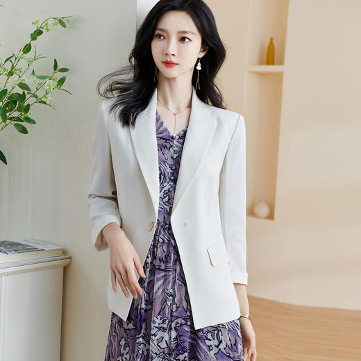 剩S/M 别致七分袖醋酸西服知性职业小西装外套女0824 商品图1