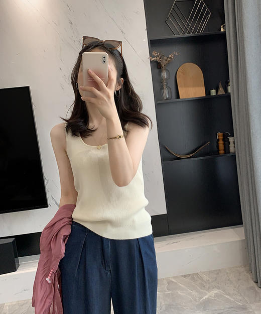 任意搭~修身显瘦遮肉条纹纯色针织无袖背心【包邮+三天无理由退huan】 商品图7