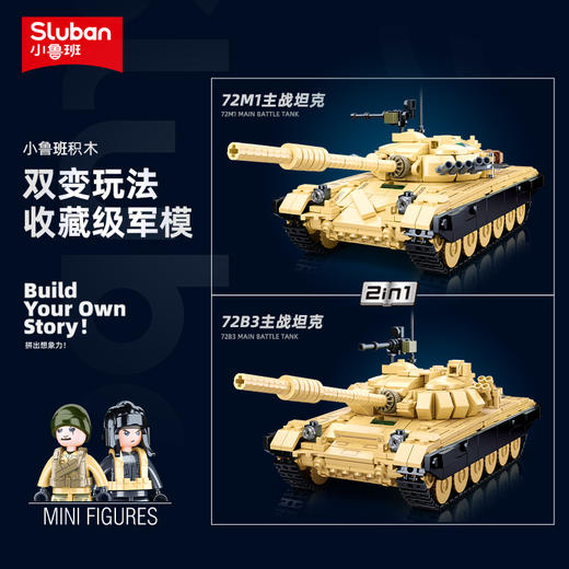 小鲁班T72B经典坦克军事系列重型装甲车男孩拼装积木玩具世界大战 商品图2