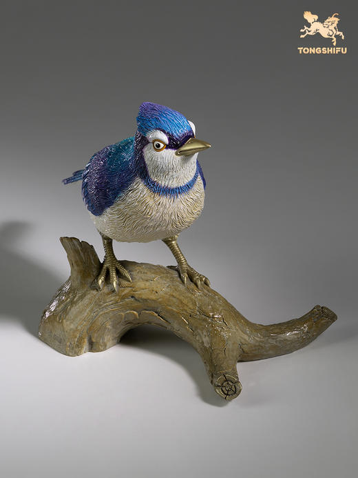 铜师傅 全铜摆件 《铜师傅百鸟集》之冠蓝鸦 家居饰品 商品图3