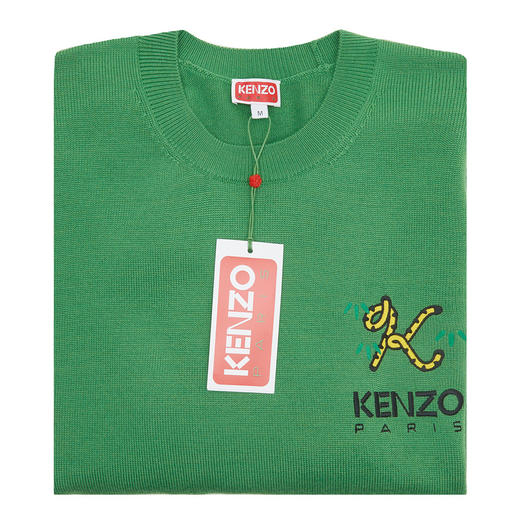 KENZO 高田贤三 男士logo字母虎尾刺绣长袖针织毛衣 草绿 FC65PU3423LA 57 商品图2