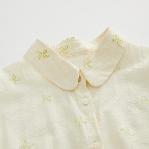 谜底宽松提花衬衫女2023春季新款小清新翻领衬衣七分袖231MC0086 商品图3